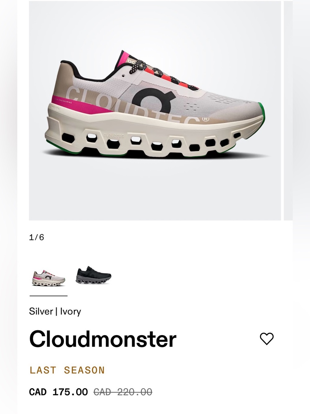 On Running Cloudmonster Women’s Athletic Sneakers in Light Gray, Pink & Green
